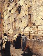 Gustav Bauernfeind The Wailing Wall, Jerusalem oil